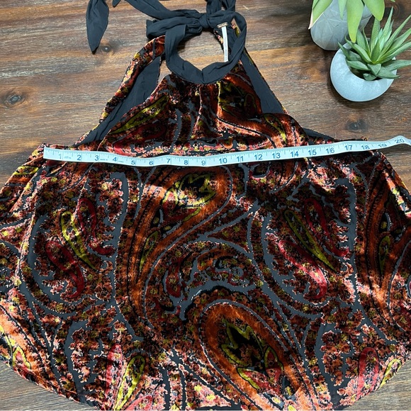 FP Velvet Burnout Paisley Red Orange Yellow black neck tie sleeveless XS - Picture 9 of 13